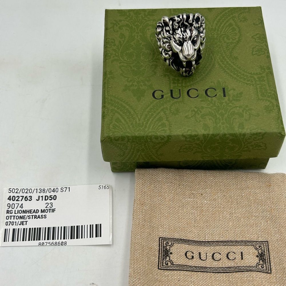 Gucci iconic Lionhead motif with Black stone size 10 made in Italy NWT - Picture 4 of 9